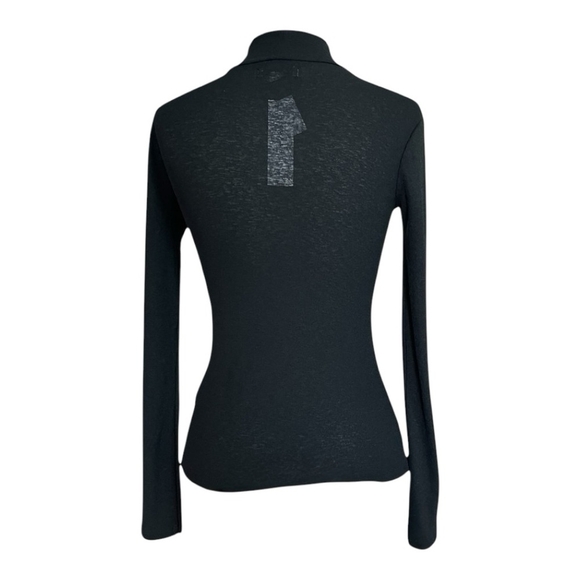 NWT Women’s Topshop Mock Neck Top Black Sheer Long Sleeve Tee Lined Blouse Top - Picture 4 of 7